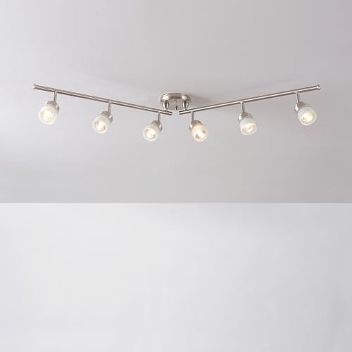 Globe Electric 59865 6-Light Foldable Track Light with Frosted Glass Shades