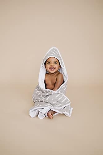 Mebie Baby Muslin Hooded Towel Grey Dash 1