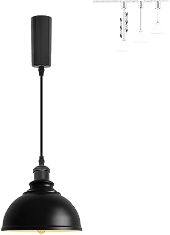 SKIVTGLAMP J Track Pendant Light Black Shade Adjustable Height