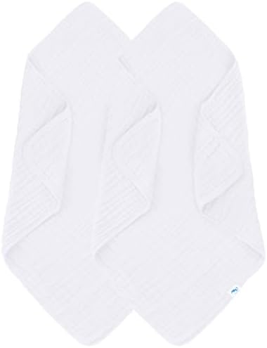 Sweet Dolphin Muslin Baby Bath Towels 2 Pack - 40x40 Inch 100 Cotton