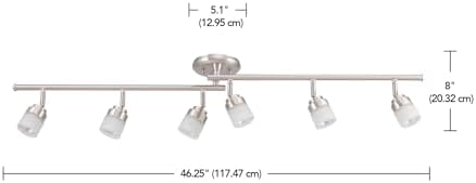 Globe Electric 59865 6-Light Foldable Track Light with Frosted Glass Shades