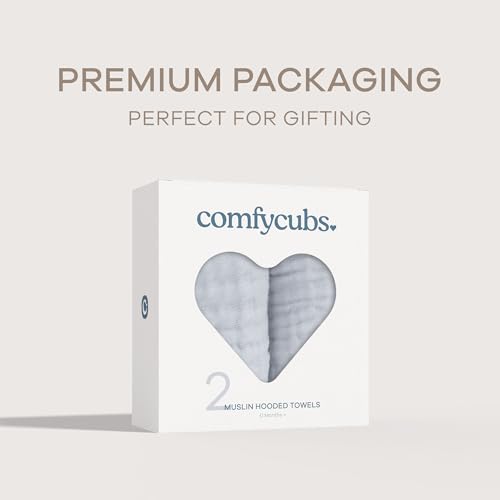 Comfy Cubs 6-Layer Hooded Baby Towel 2-Pack - Slate