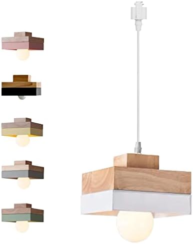 Dimmable Wooden Handle Pendant Light 32 Ft Macaron White