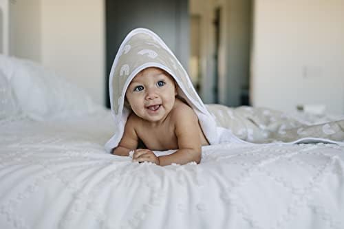 Mebie Baby Muslin Hooded Towel - Sand Rainbow Design