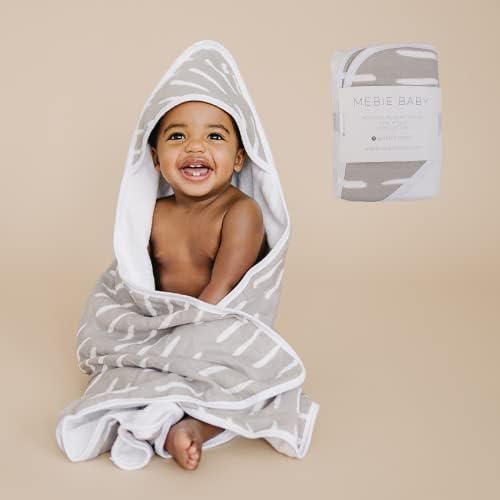 Mebie Baby Muslin Hooded Towel Grey Dash 1