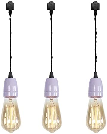 KAYYELAMP 3-Light H Track Pendant Light with Purple Ceramic Base
