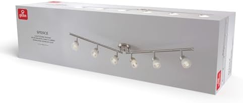 Globe Electric 59865 6-Light Foldable Track Light with Frosted Glass Shades