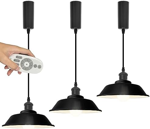 SKIVTGLAMP Remote Control Track Pendant Lamp with Adjustable Height and 3 LED Lights