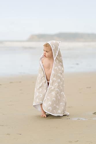 Mebie Baby Muslin Hooded Towel - Sand Rainbow Design