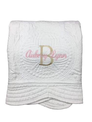 Personalized Baby Quilt with Monogram for Toddler or Baby Girl