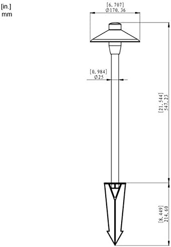 DAONEG MarsLG BRS1 Solid Brass Path Light 65 Shade 18 Stem 8-Pack