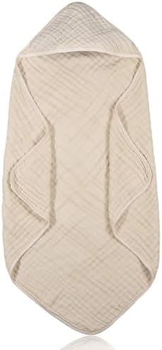 Peryiter Muslin Hooded Baby Towel - 32x32 Inch Absorbent Newborn Bath Towel