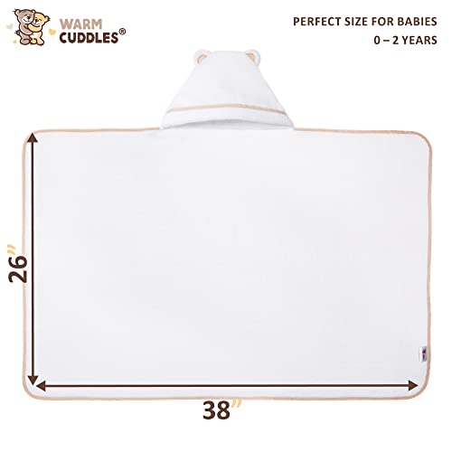 Warm Cuddles Premium Bamboo Hooded Baby Towel - White