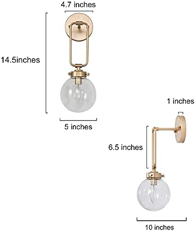 Classy Leaves God Globe Wall Sconce 1-Light Gold Vanity Light