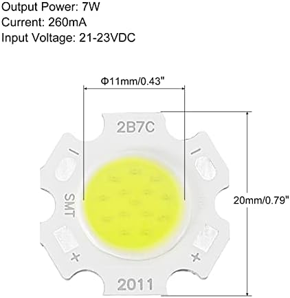 MECCANIXITY COB LED 20mm 7W White Light Chip Beads Pack of 5