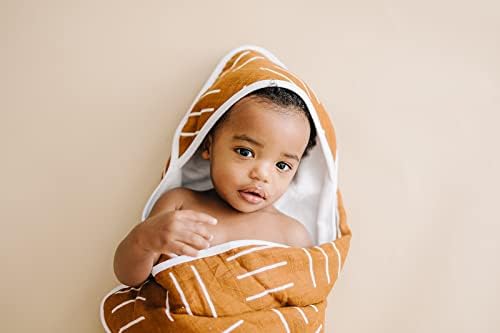 Mebie Baby Muslin Hooded Towel Mustard Mudcloth