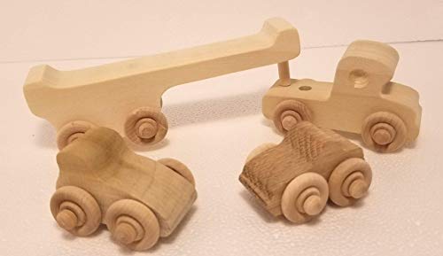 Handmade Small Car Carrier with Two Removable Cars