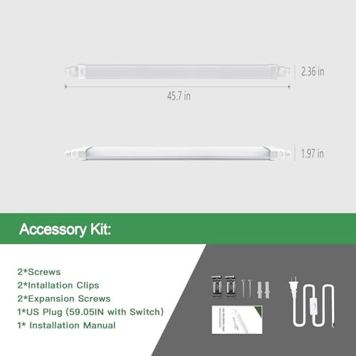 Tonffi 4FT Plug-in LED Ceiling Light - 5000K Cool White