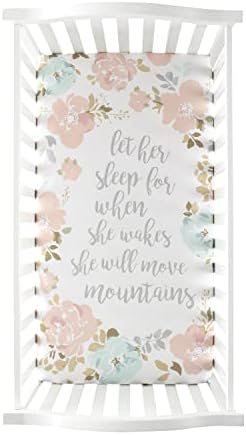 Levtex Baby Malia Crib Fitted Sheet - Grey Pink Teal White 100 Cotton