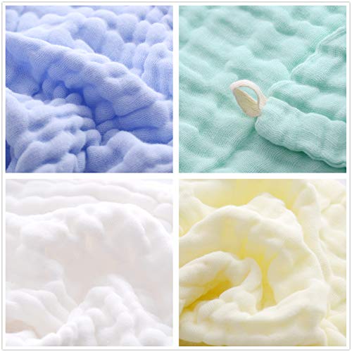 MUKIN Baby Washcloths - 5 Pack 12x12 Inches Soft Safe for Sensitive Skin