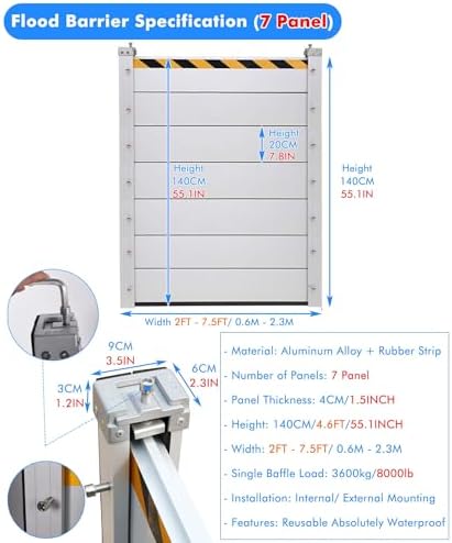 Heavy Duty Flood Barrier 3ft 4ft 5ft Tall for Doors