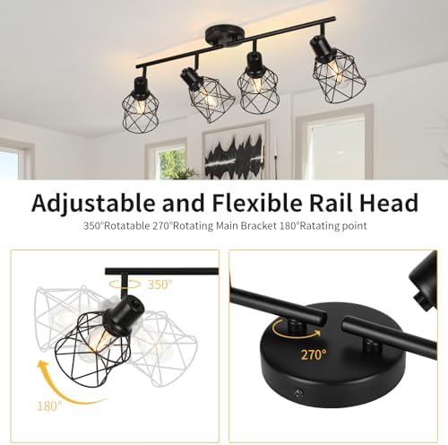 WILON 4-Light Track Ceiling Spot Light with Rotatable Arms and Industrial Design