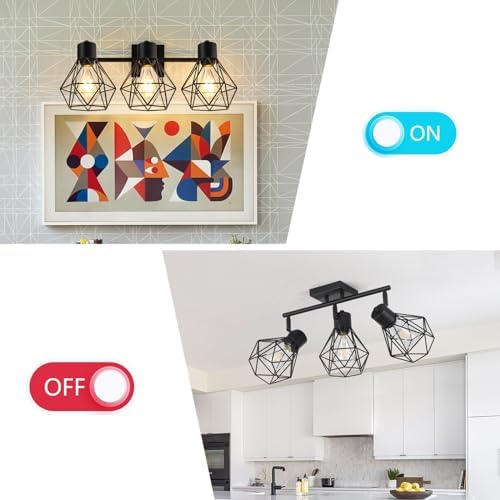 SEEBLEN 3 Light Track Ceiling Light Kit Black