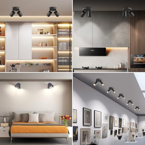 2 Light Dimmable LED Track Light Heads with Remote Control Black