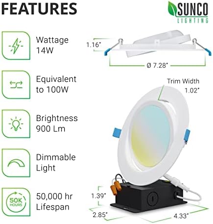 Sunco Lighting 6 Pack Recessed LED Gimbal 6 Inch 12W