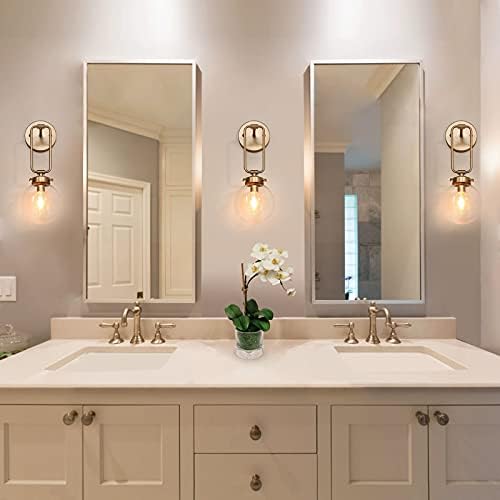 Classy Leaves God Globe Wall Sconce 1-Light Gold Vanity Light