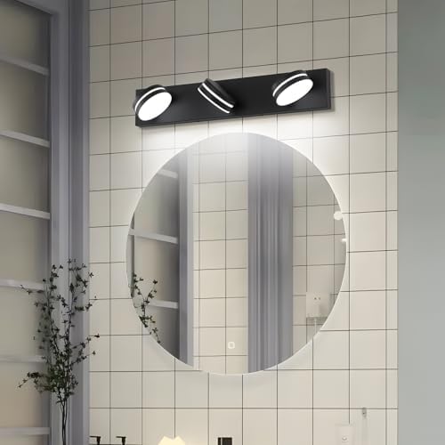 Bicrink 3-Light Matte Black Vanity Light with Rotating Head