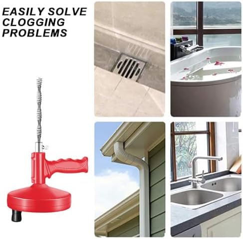 Simplelisa 32 Feet Manual Drain Auger Set with Hair Snake Strainer Gloves