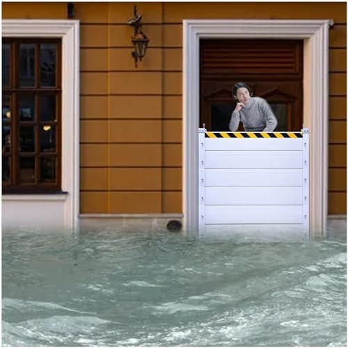 Heavy Duty Garage Flood Barrier with Aluminum Panels and Safety Stripe - 668in Silver