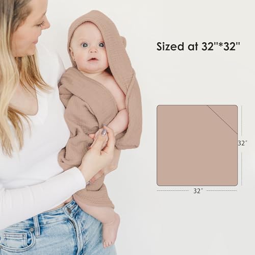 MairMore Muslin Baby Towel with Hood - 100 Cotton Soft Absorbent