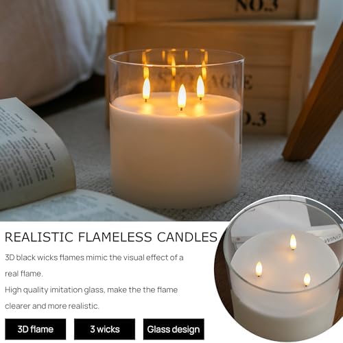 AFINETH Extra Large Flameless Candles with 3 Wicks 1