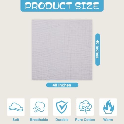 Asung 3 Pack Muslin Baby Towels 6 Layers Grey 1