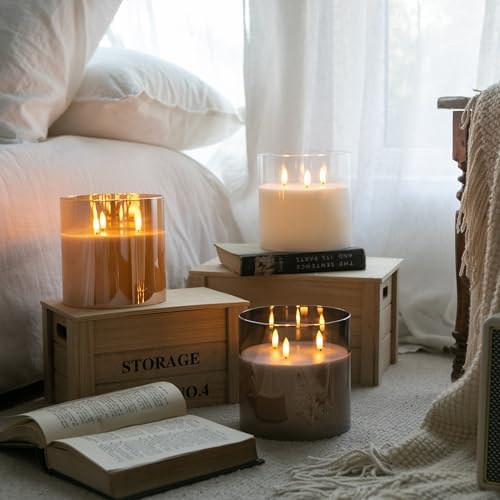 AFINETH Extra Large Flameless Candles with 3 Wicks 1