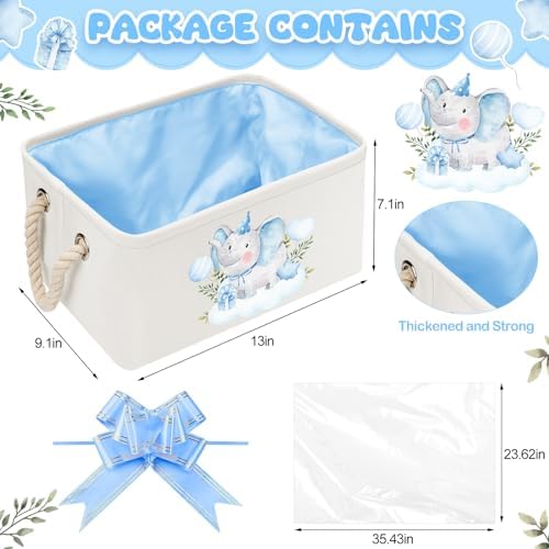 Pickmesh Blue Elephant Storage Basket with Gift Bag and Bow