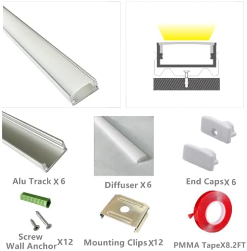 THMOOTHER LED Strip U Channel Diffuser 6-Pack