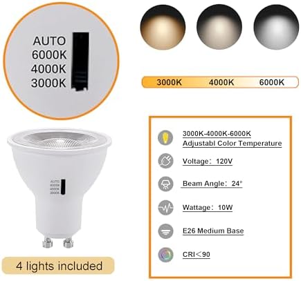 Yuemegou 10W Dimmable LED Track Light Heads 3CCT GU10