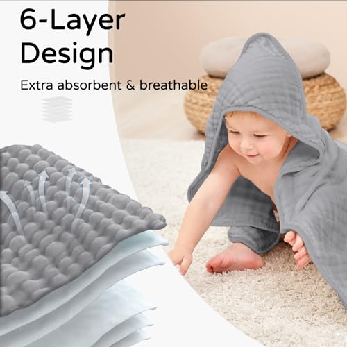 Yoofoss Hooded Baby Towel 32x32 Inch Muslin Cotton
