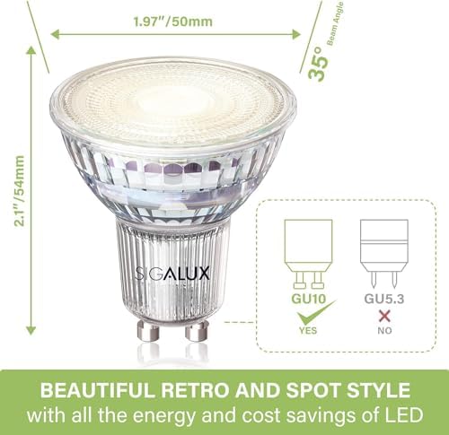 Sigalux 8 Pack GU10 LED Bulbs 50W Equivalent 3000K Warm White Non-Dimmable
