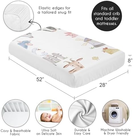 Sweet Jojo Designs Farm Animals Crib Sheet Baby Toddler Bedding