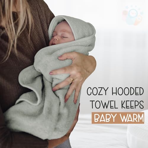 Infancie Organic Cotton Hooded Baby Towels 314 x 314 Moss Green