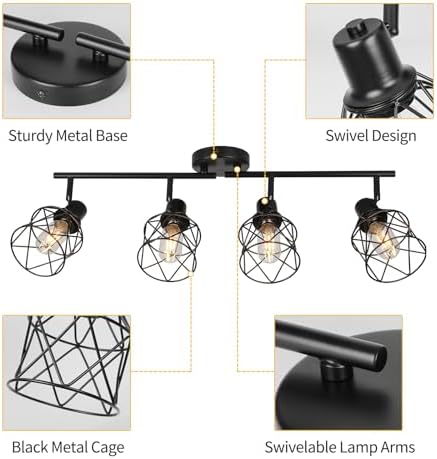WILON 4-Light Track Ceiling Spot Light with Rotatable Arms and Industrial Design