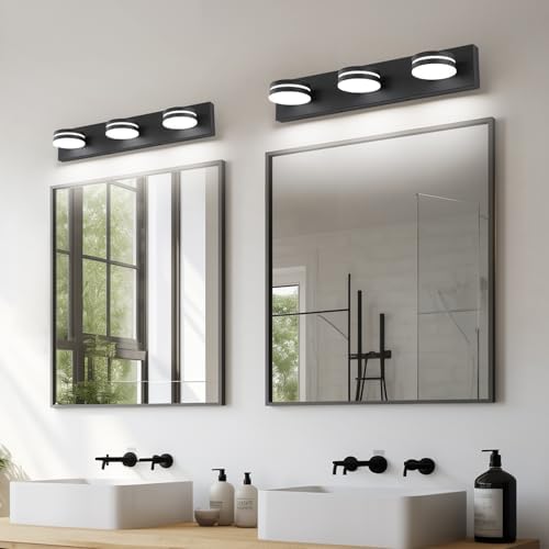 Bicrink 3-Light Matte Black Vanity Light with Rotating Head
