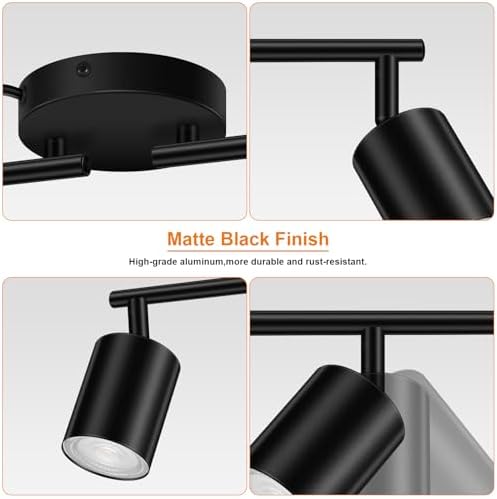 Bricosmocon 4-Light Track Lighting Kit Black Plug In Ceiling Wall Use