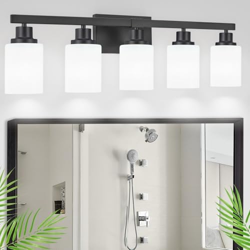 DIKAIDA 5-Light Matte Black Vanity Light Fixture