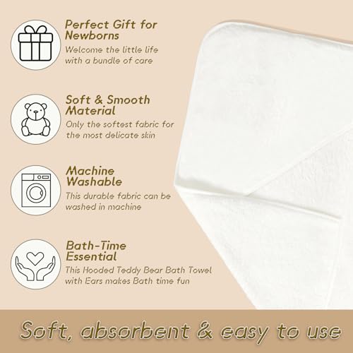 Yaiseiko 3 Pack Hooded Baby Bath Towels