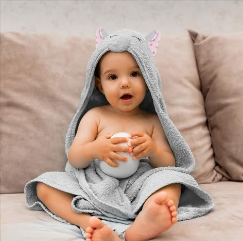 Pink Elephant Hooded Baby Towel 33x33 Inch